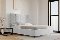 Łóżka Tapicerowane|Łóżka|inny Łóżko tapicerowane popielate VIVIANE ALTO 140x200 cm