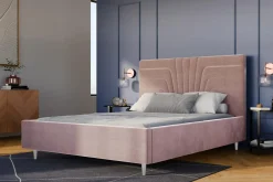 inny Łóżko tapicerowane różowe KARINA ALTO 140x200 cm