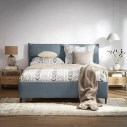 inny Łóżko tapicerowane szare LIVA FULL 160x200 cm