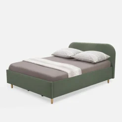 Łóżka Tapicerowane|Łóżka|inny Łóżko welurowe oliwkowe SANTADI 140x200 cm
