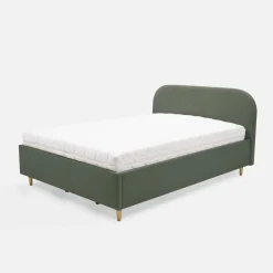 Łóżka Tapicerowane|Łóżka|inny Łóżko welurowe oliwkowe SANTADI 140x200 cm