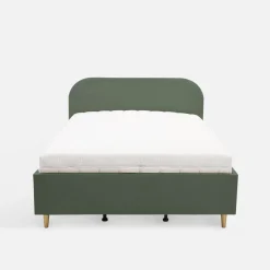 Łóżka Tapicerowane|Łóżka|inny Łóżko welurowe oliwkowe SANTADI 140x200 cm