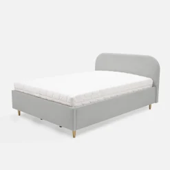 inny Łóżko welurowe szare SANTADI 140x200 cm