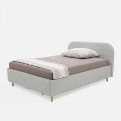 inny Łóżko welurowe szare SANTADI 90x200 cm