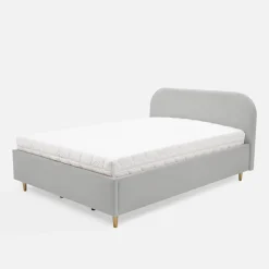 inny Łóżko welurowe szare SANTADI 120x200 cm