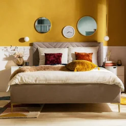 Łóżka Tapicerowane|Łóżka| Łóżko welurowe tapicerowane z pojemnikiem PINO 160x200 cm