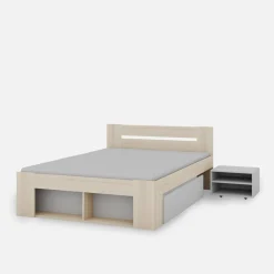 Łóżka|inny Łóżko z 2 szafkami nocnymi RYGA 140x200 cm