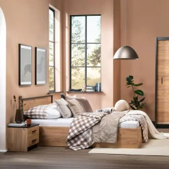 Łóżka|Exline Łóżko z pojemnikiem i oświetleniem LED MALI 140x200 cm