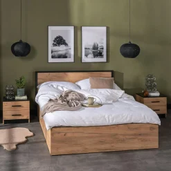 Łóżka|Exline Łóżko z pojemnikiem i oświetleniem LED MALI 140x200 cm