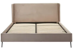 Łóżko ze stelażem beżowe KEQUN 160x200 cm