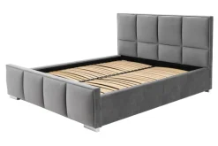 Łóżko ze stelażem i pojemnikiem szare FABRIZZIO SQUERE P 140x200 cm