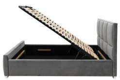 Łóżko ze stelażem i pojemnikiem szare FABRIZZIO SQUERE P 140x200 cm