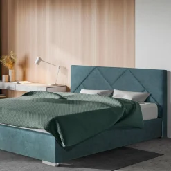 Łóżka Tapicerowane|Łóżka|inny Łóżko ze stelażem niebieskie ORLENA 140x200 cm