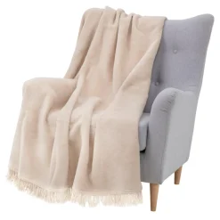 Koc bawełniano-akrylowy BEŻ 150x200 cm