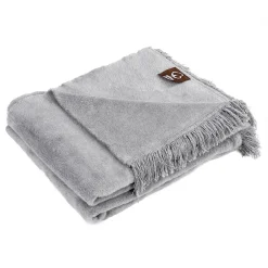 Koc bawełniano-akrylowy SZARY 150x200 cm