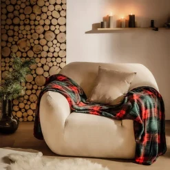 Koc w szkocką kratę zielono-czerwony TYLOR 150x200 cm