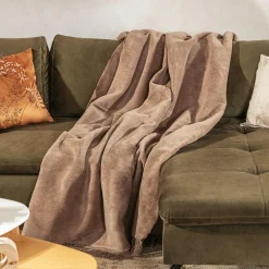 Koc z bawełną jasny brąz 150x200 cm