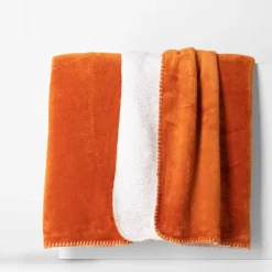 inny Koc z sherpą pomarańczowy DOLLY 150x200 cm