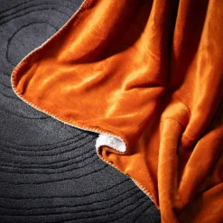 inny Koc z sherpą pomarańczowy DOLLY 150x200 cm