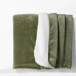 Koce I Narzuty|inny Koc z sherpą zielony DOLLY 150x200 cm