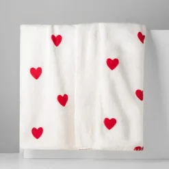 inny Koc zimowy SHERPA RED HEARTS 150x200 cm