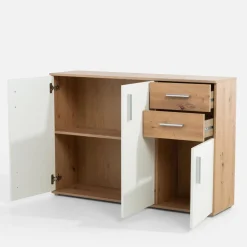 Komody|FORTE Komoda 3 - drzwiowa z szufladami IKOLI biała