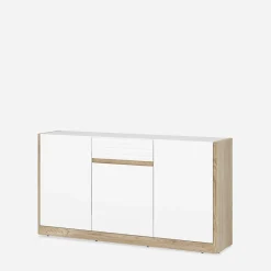 Komody|inny Komoda 3-drzwiowa CALIMA dąb cremona biała