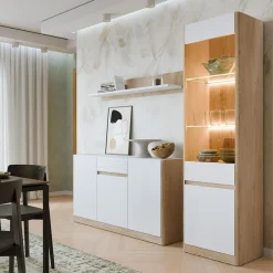 Komody|inny Komoda 3-drzwiowa CALIMA dąb cremona biała