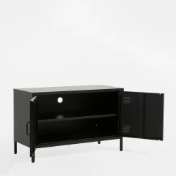 Komody|inny Komoda 2-drzwiowa grafitowo-czarna SOLANS