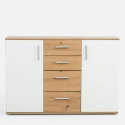 FORTE Komoda 2-drzwiowa, z 4 szufladami IKOLI biała