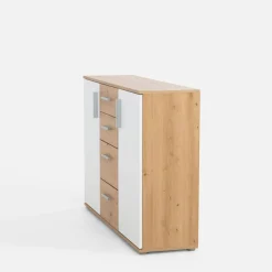 FORTE Komoda 2-drzwiowa, z 4 szufladami IKOLI biała