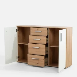 FORTE Komoda 2-drzwiowa, z 4 szufladami IKOLI biała