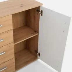 FORTE Komoda 2-drzwiowa, z 4 szufladami IKOLI biała