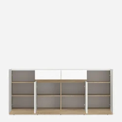 inny Komoda 4-drzwiowa z szufladami CALIMA dąb cremona biała