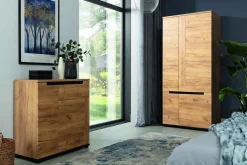 Furni Home Komoda 2-drzwiowa z szufladą dąb craft złoty PRISCO