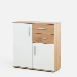 FORTE Komoda 2-drzwiowa z szufladami IKOLI biała