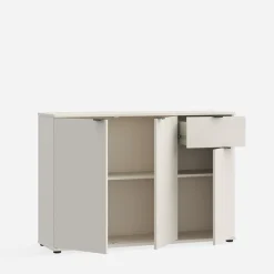 Komody|FORTE Komoda 3-drzwiowa z szufladą GANYMEDE jasny beż