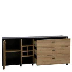 Komody|FORTE Komoda industrialna szeroka z szufladami i półkami HIGH ROCK