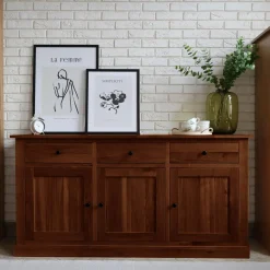 inny Komoda lite drewno z 3 szufladami STELLA dąb koniakowy