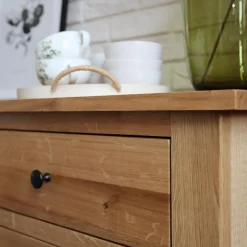 inny Komoda lite drewno z 3 szufladami dąb naturalny STELLA