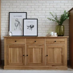 inny Komoda lite drewno z 3 szufladami dąb naturalny STELLA