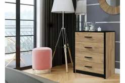 Exline Komoda MALI 4S dąb craft/czarny