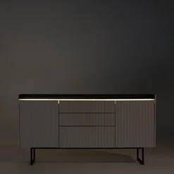 Komody|LENART Komoda ryflowana z oświetleniem LAGO 166 cm