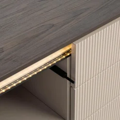 Komody|LENART Komoda ryflowana z oświetleniem LAGO 166 cm