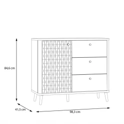 Komody|FORTE Komoda ryflowana z szufladami FIXSMILE