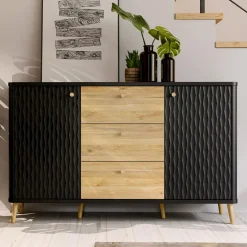 Komody|FORTE Komoda ryflowana z szufladami FIXSMILE 138 cm