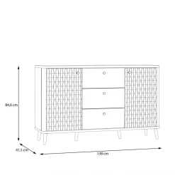 Komody|FORTE Komoda ryflowana z szufladami FIXSMILE 138 cm
