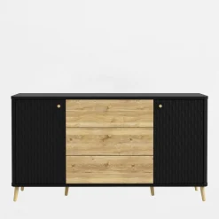 Komody|FORTE Komoda ryflowana z szufladami FIXSMILE 158 cm