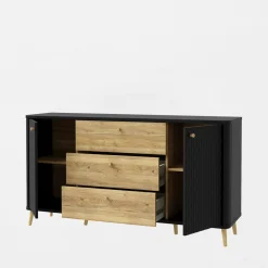 Komody|FORTE Komoda ryflowana z szufladami FIXSMILE 158 cm