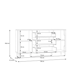 Komody|FORTE Komoda ryflowana z szufladami FIXSMILE 158 cm